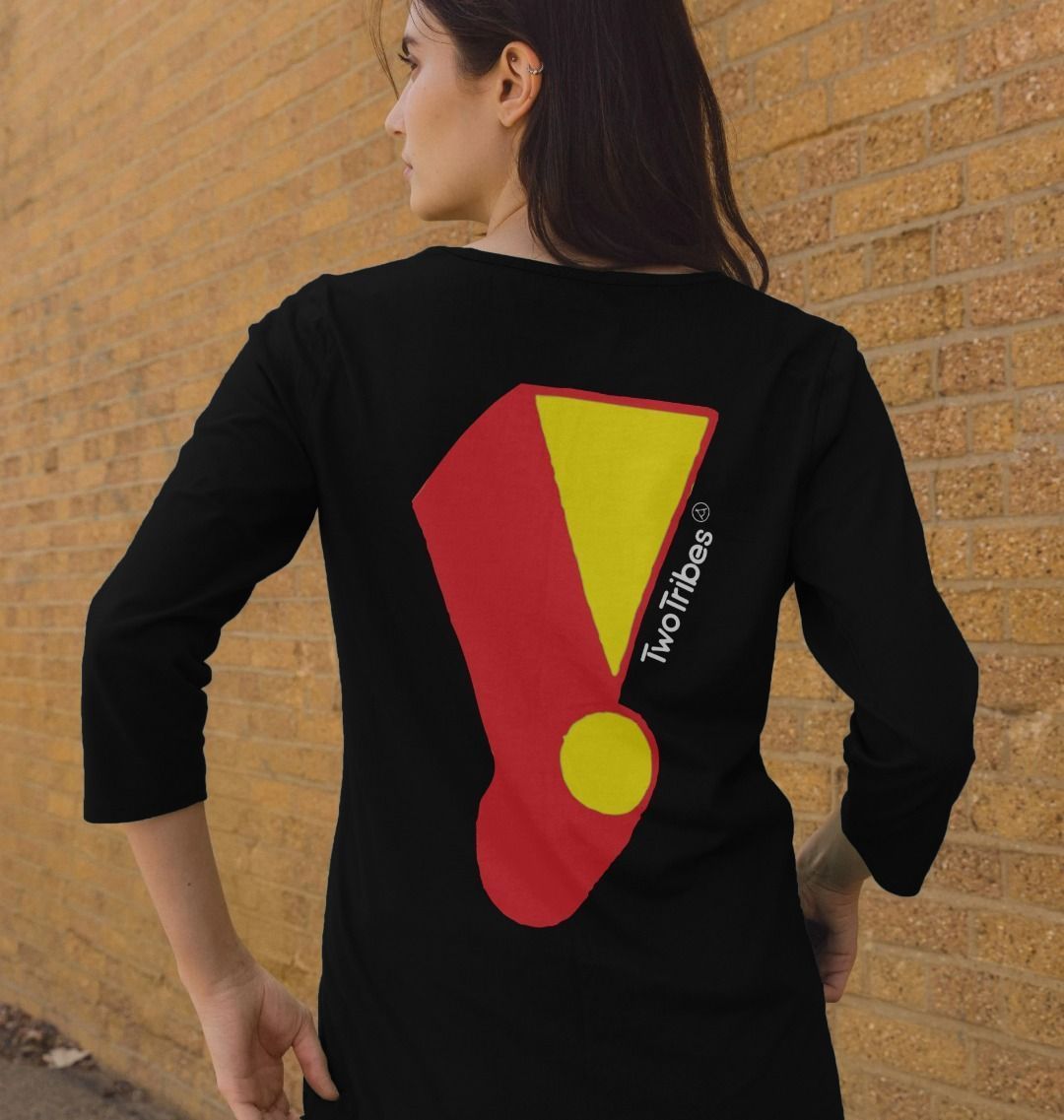 Womens back print exclamation tee